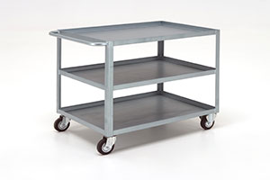 Trolley with sheet metal shelves
