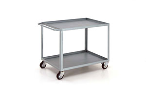 Trolley with sheet metal shelves