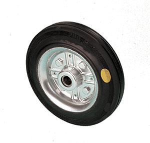 Wheels, pressed steel centre, super-elastic black rubber tyre
