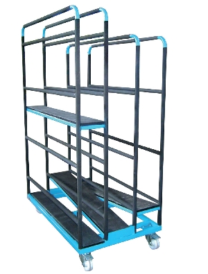 Trolley with slanted shelves