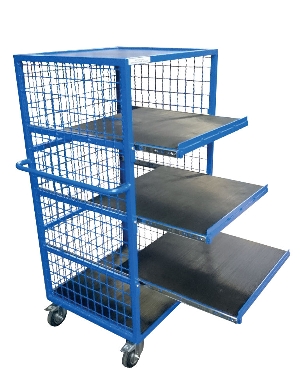 Scaffale carrellato con piani scorrevoli